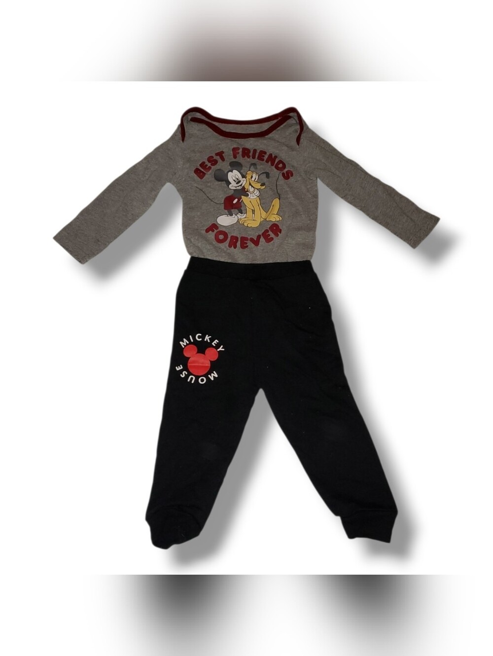 Kids Black Jogger Bottoms - Red Logo
